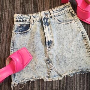 Nastygal Acid Wash Mini Denim Skirt Size 4